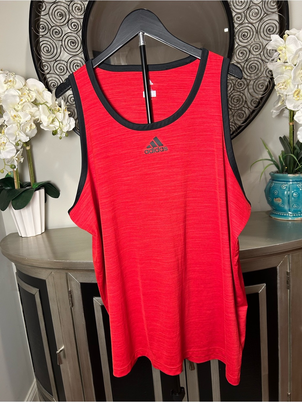 adidas Red Athletic Tank with Black Trim